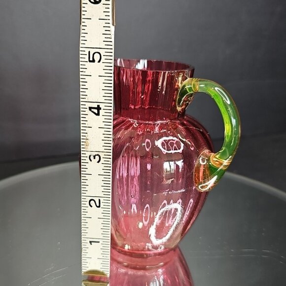 Uranium Glass Handle Cranberry Glass 1890s Collectible English Decanter Wow! - Picture 3 of 13